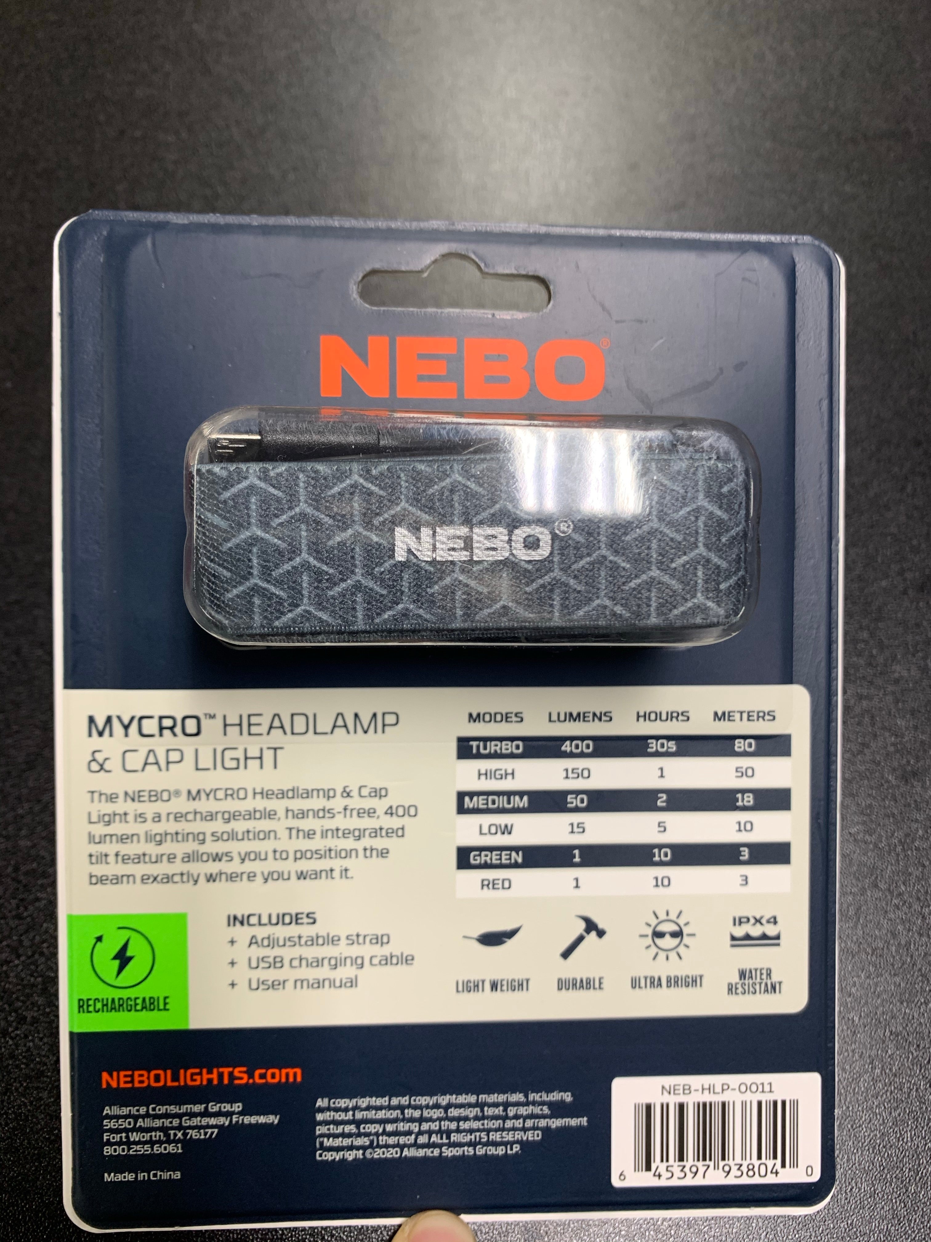 Nebo 400Lumen Mycro Headlamp & Cap Light